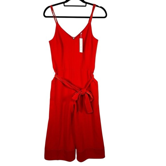 TRINA TURK Cropped Red Jumpsuit With Belt Women’s Size 6 New With Tags Designer - Picture 2 of 12